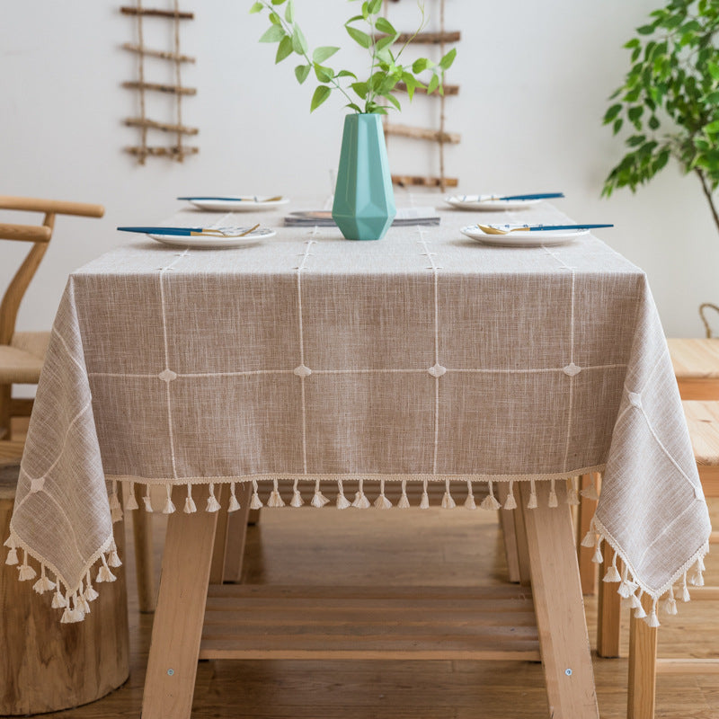 Pastoral Plaid Tassel Tablecloth