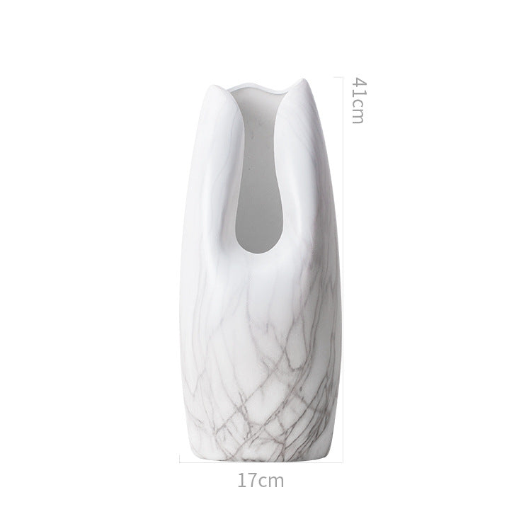 Marbled White Ceramic Vase