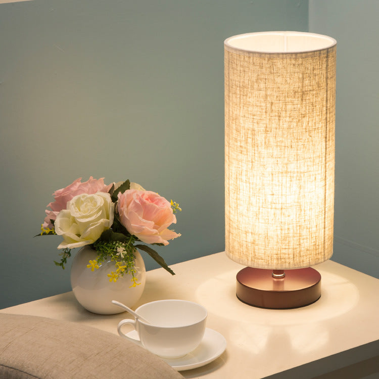 Round Linen Table Lamp