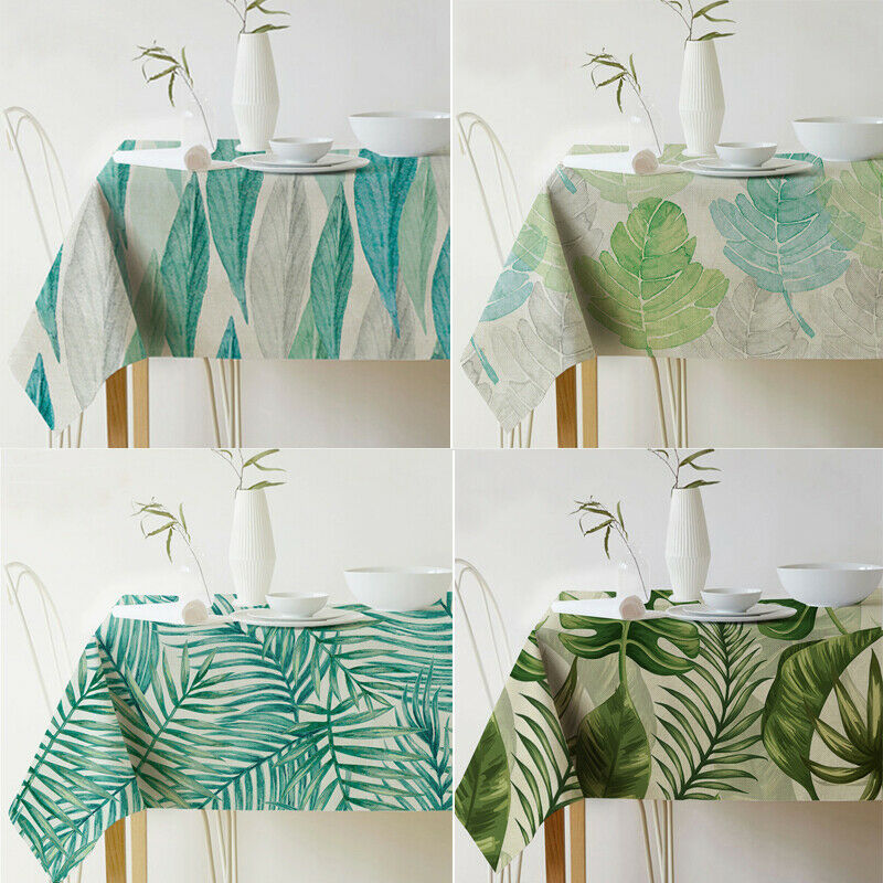 Leaf Print Waterproof Tablecloth