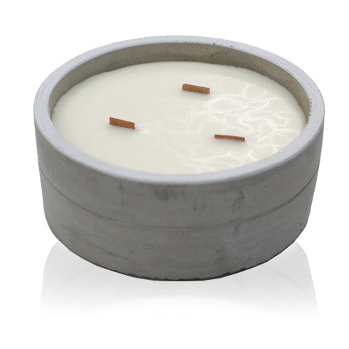 Concrete Wooden Wick Candles - Large Round