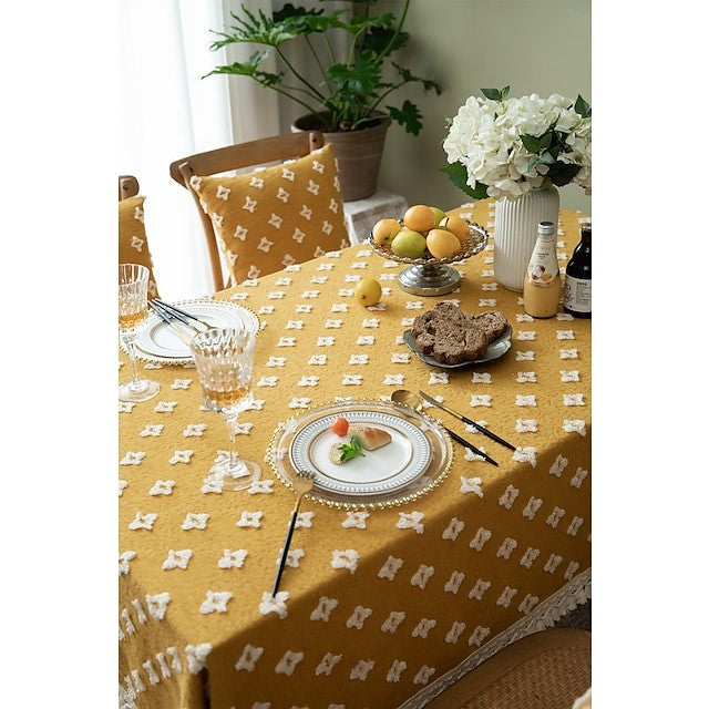Embroidered Tassel Tablecloth