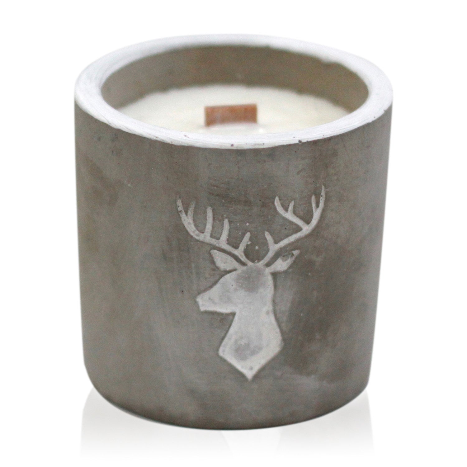 Concrete Wooden Wick Candles - Med Pot