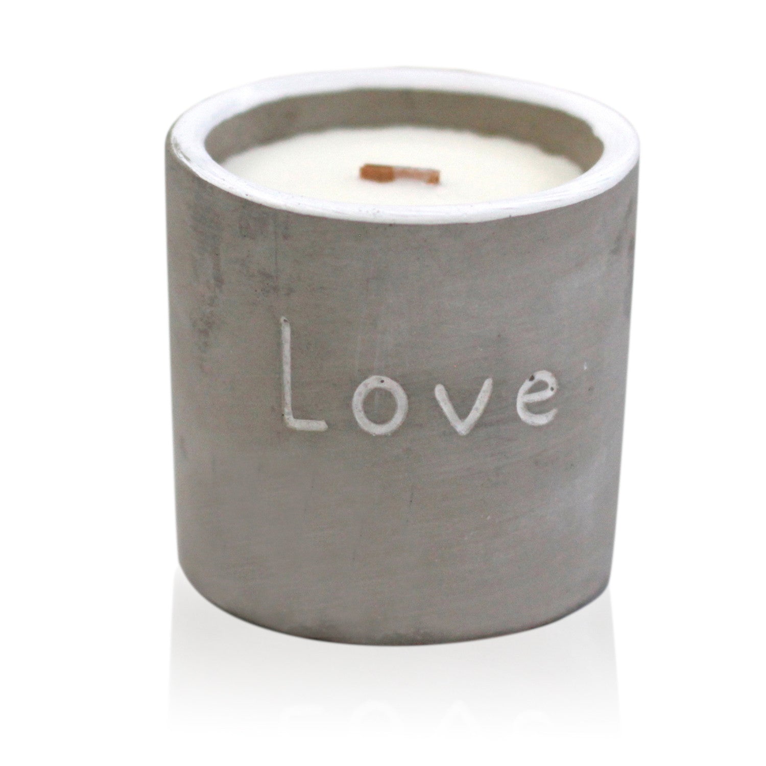 Concrete Wooden Wick Candles - Med Pot