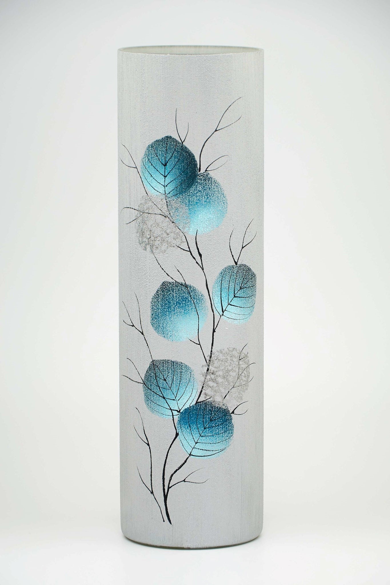 Sky-blue Leaves Decorated Vase