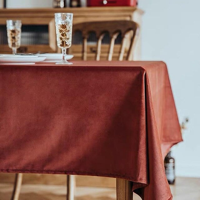 Brick Red Fabric Tablecloth